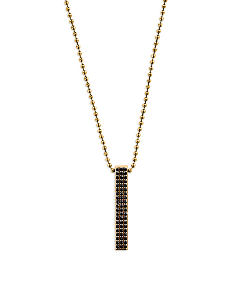 Black Diamond Plate Necklace For Men