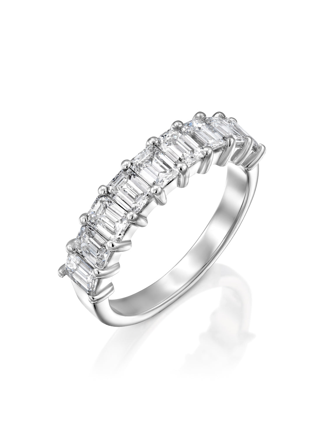 9 Stone Emerald Cut Ring