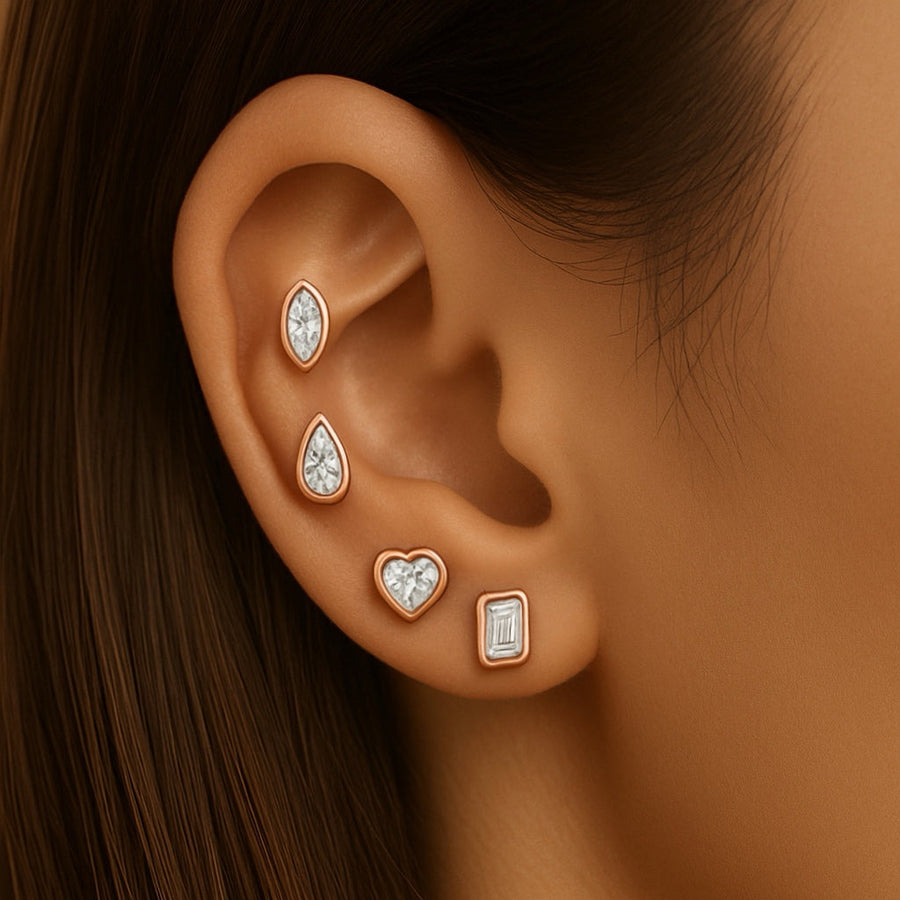 Pear bezel earring