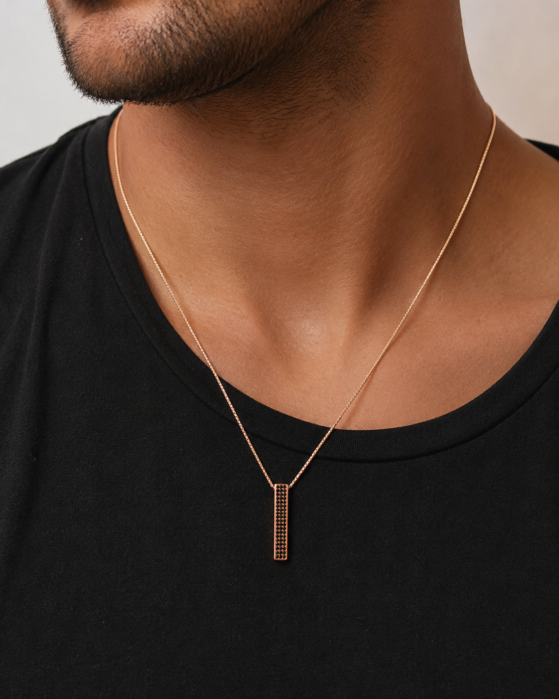 Black Diamond Plate Necklace For Men