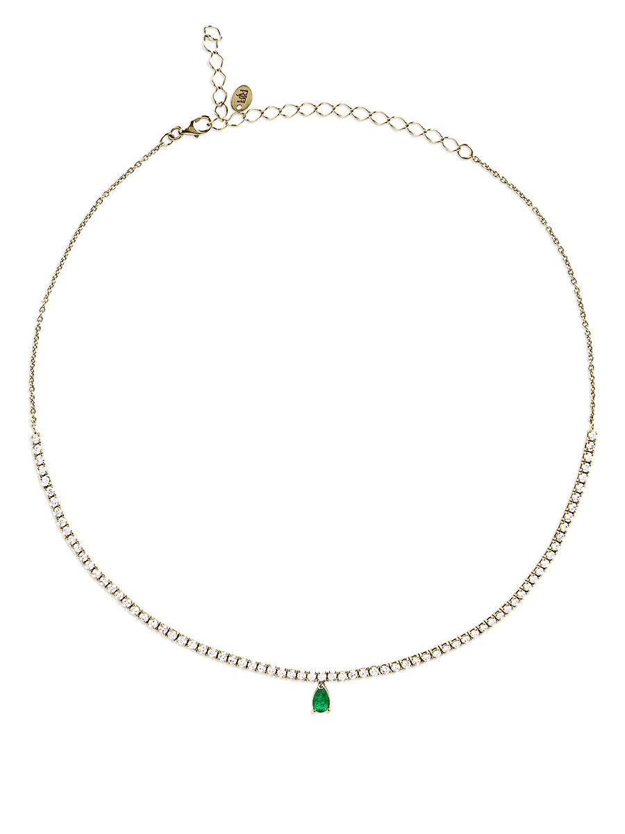 Choker Diamond Necklace In Combination With Emerald