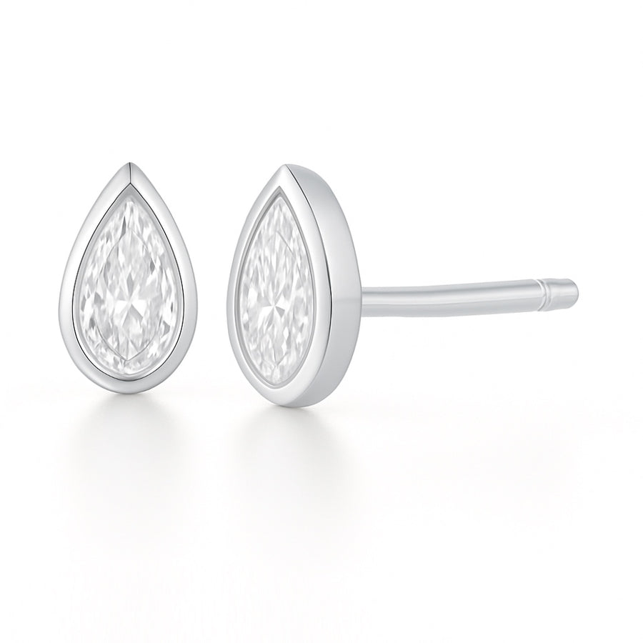 Pear bezel earring