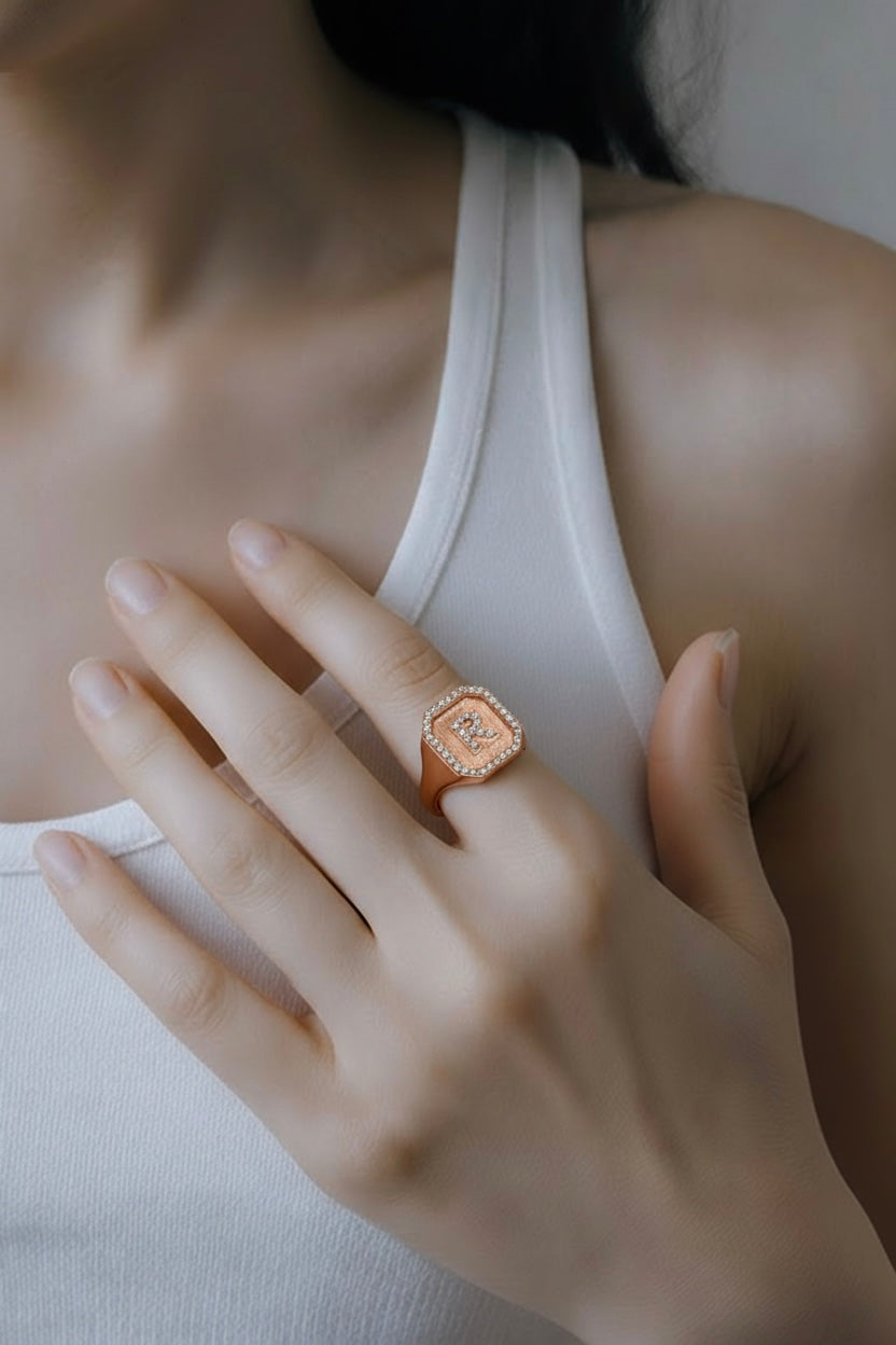 Letter Seal frame Ring