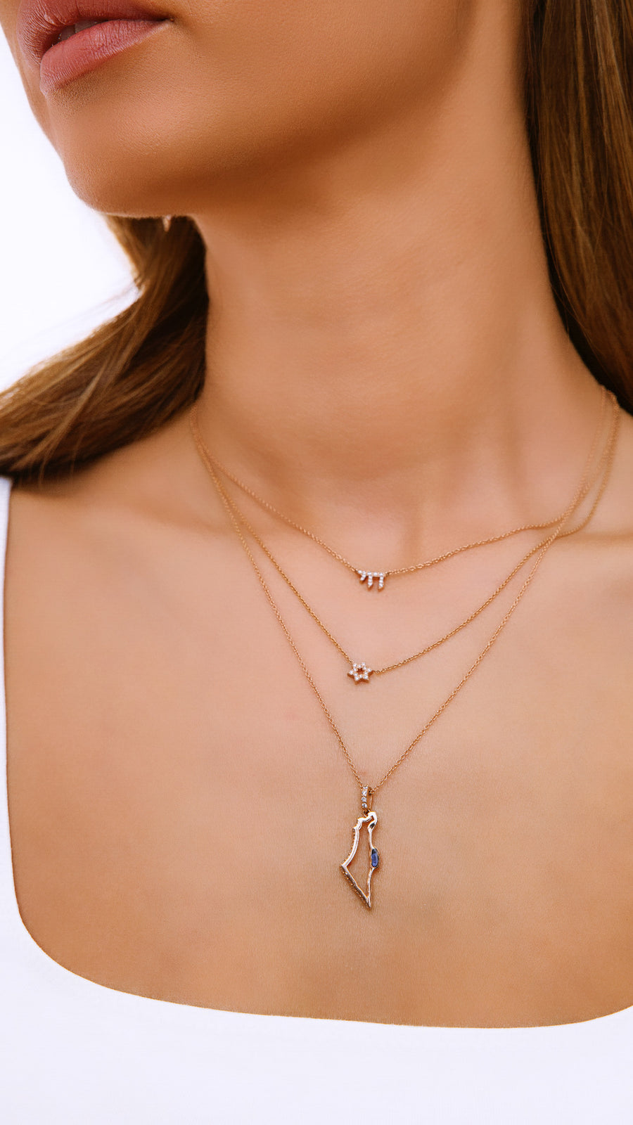 Israel map necklace for woman mini