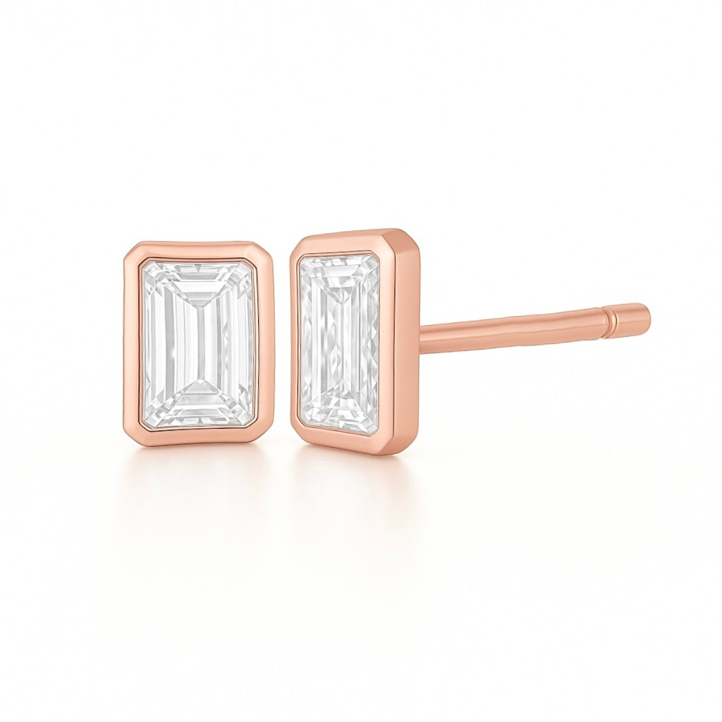 Emerald bezel earring