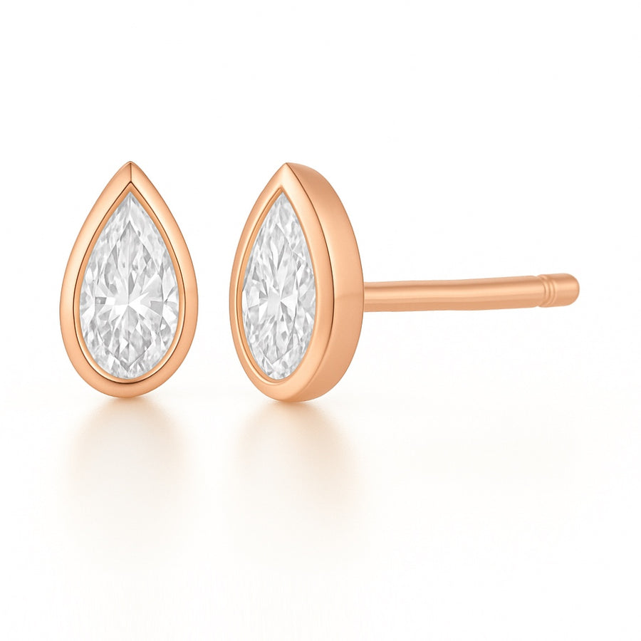 Pear bezel earring