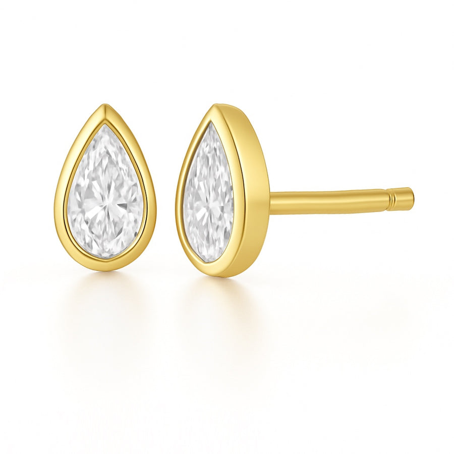 Pear bezel earring