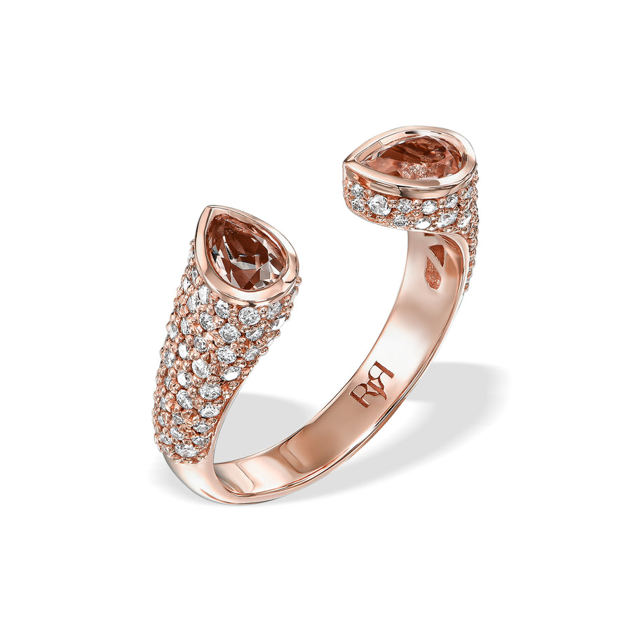 Open pear shape Morganite Ring