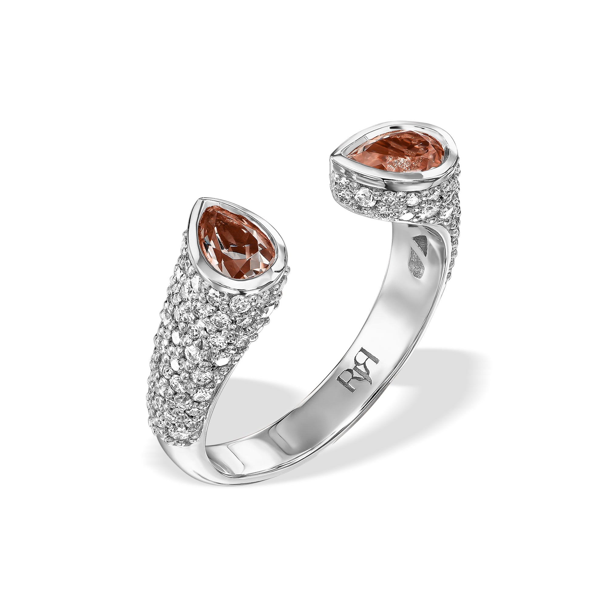 Open pear shape Morganite Ring