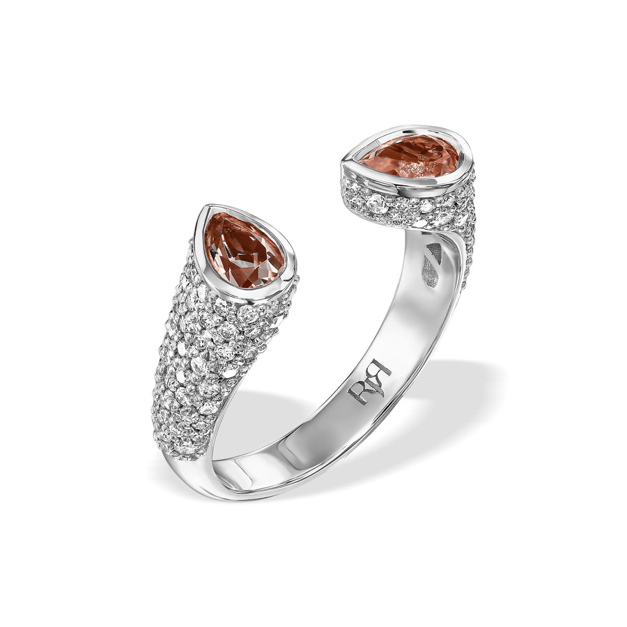 Open pear shape Morganite Ring