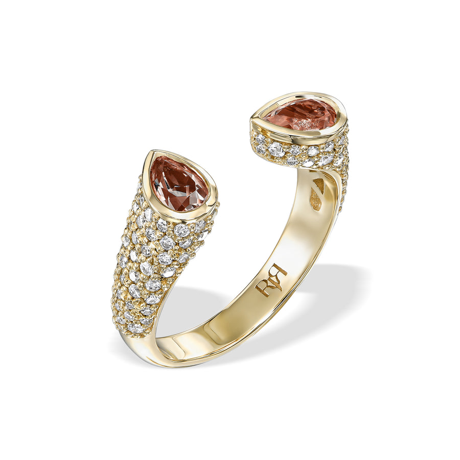Open pear shape Morganite Ring