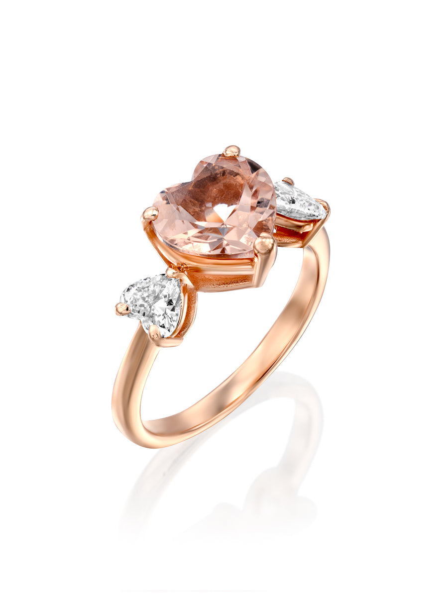 Morganite Heart Ring